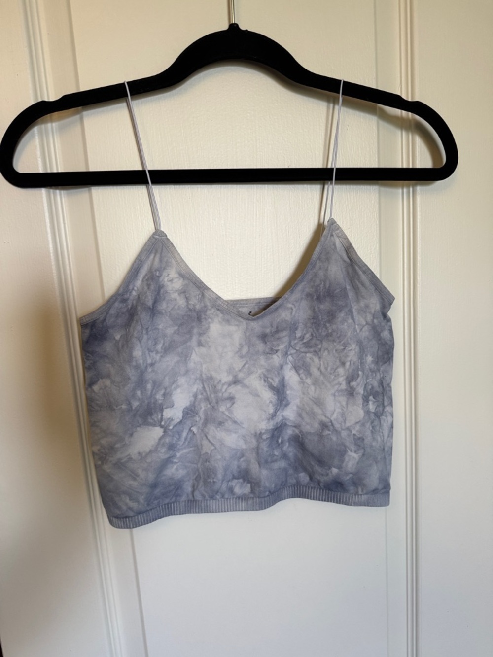 Free People Blue Gray Tie-Dye Spaghetti Strap Crop Camisole